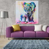 Elephants Mom & Child Canvas - eBazaart