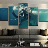 Elephant Swimming Canvas - eBazaart