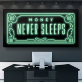 Money Never Sleeps Canvas - eBazaart